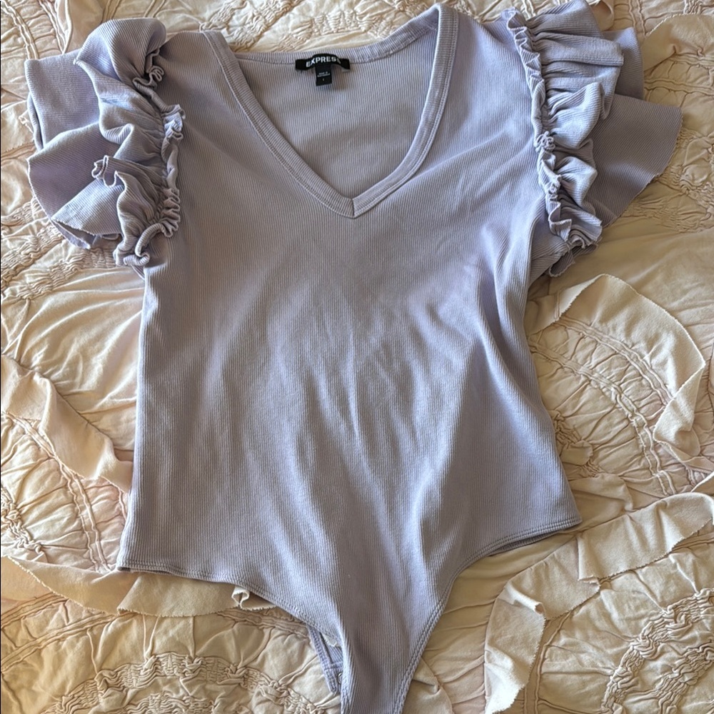 Express Lavender Ruffle Sleeve Bodysuit
